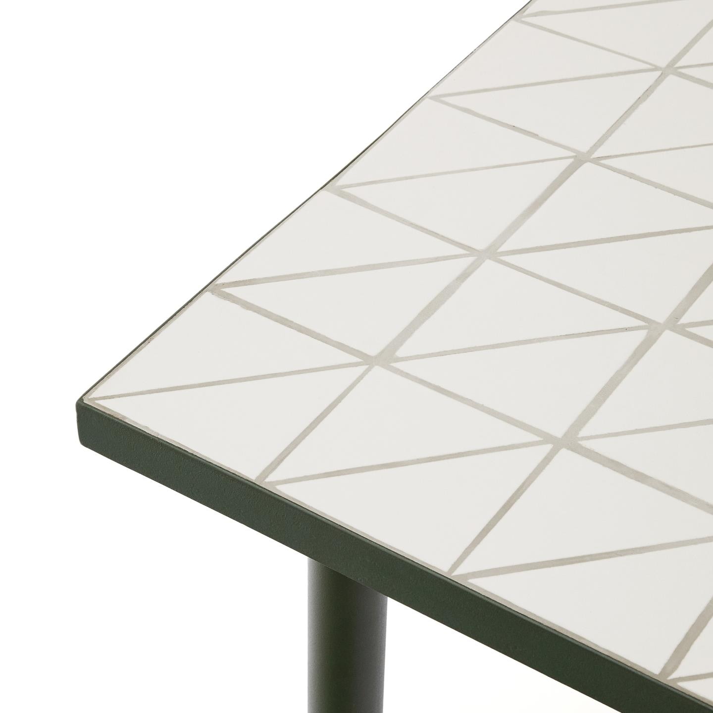 Kave Home Outdoor Eettafel 'Maurina' Cement en staal, 182 x 91cm, kleur Wit