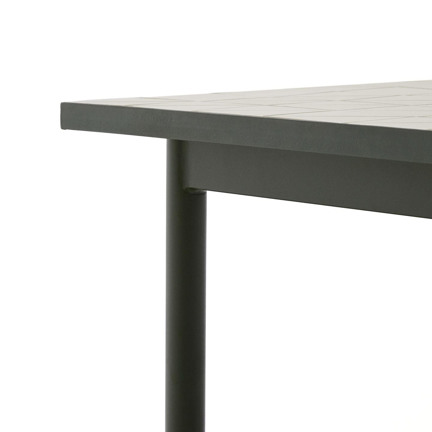 Kave Home Outdoor Eettafel 'Maurina' Cement en staal, 182 x 91cm, kleur Wit