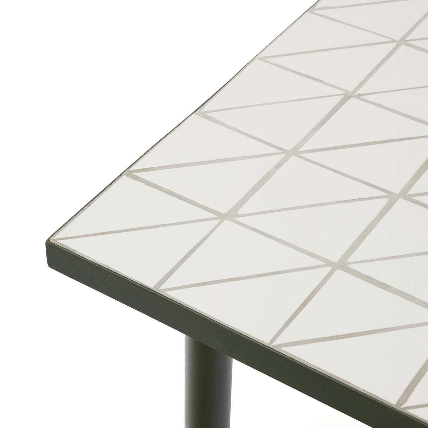 Kave Home Outdoor Eettafel 'Maurina' Cement en staal, 223 x 101cm, kleur Wit