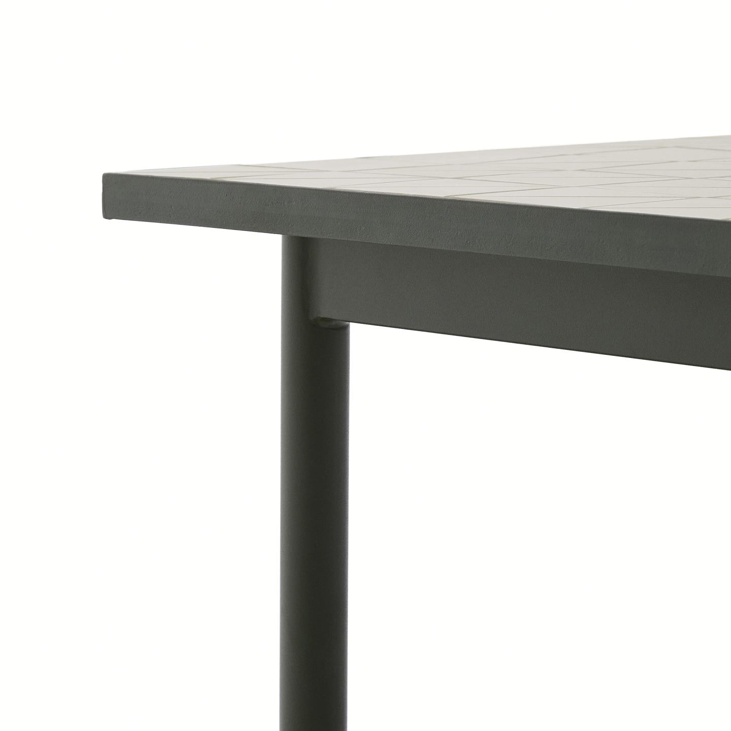 Kave Home Outdoor Eettafel 'Maurina' Cement en staal, 223 x 101cm, kleur Wit