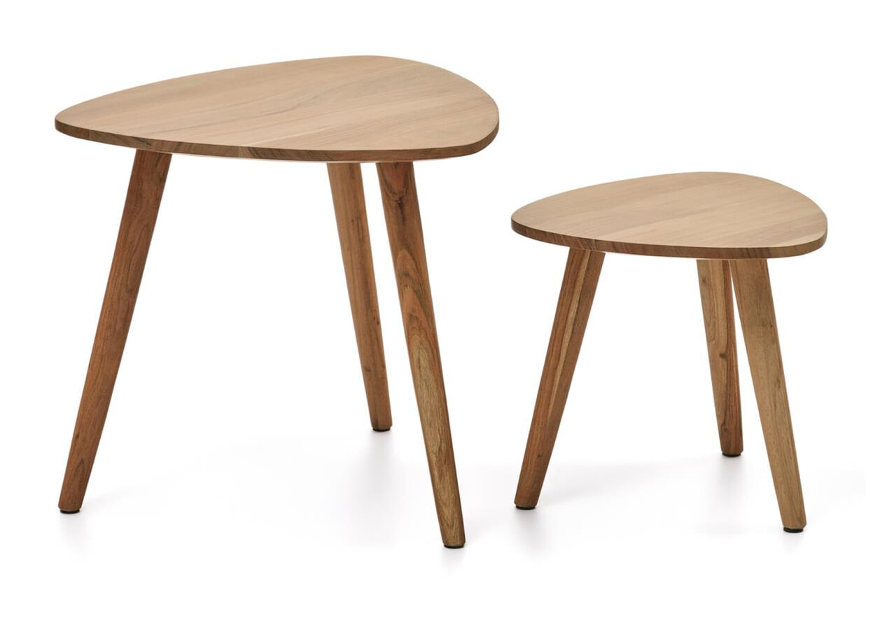 Kave Home Organische Bijzettafel 'Duvani' Acaciahout, Set van 2 stuks