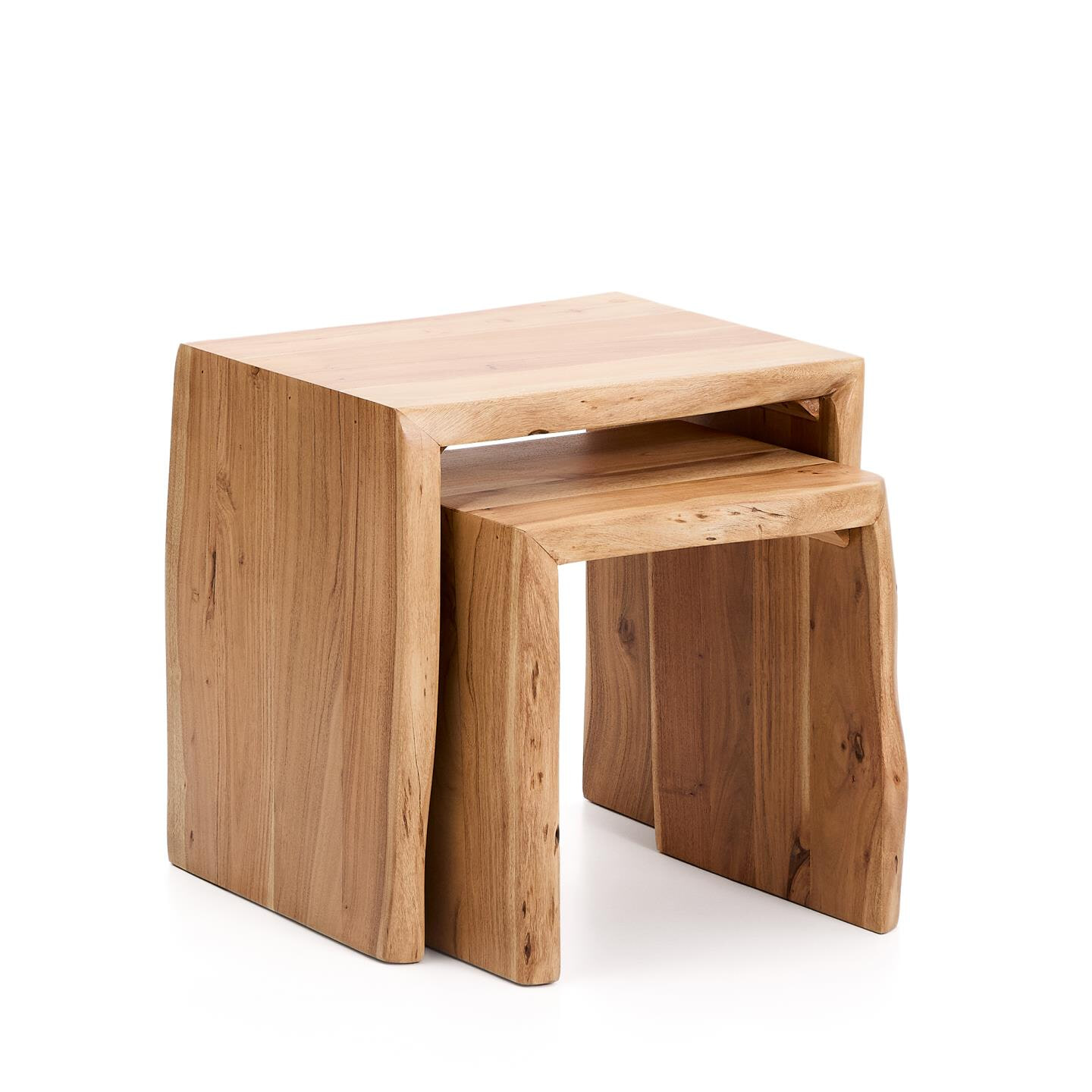 Kave Home Bijzettafel Lomiri Acaciahout, Set van 2 stuks - Bruin