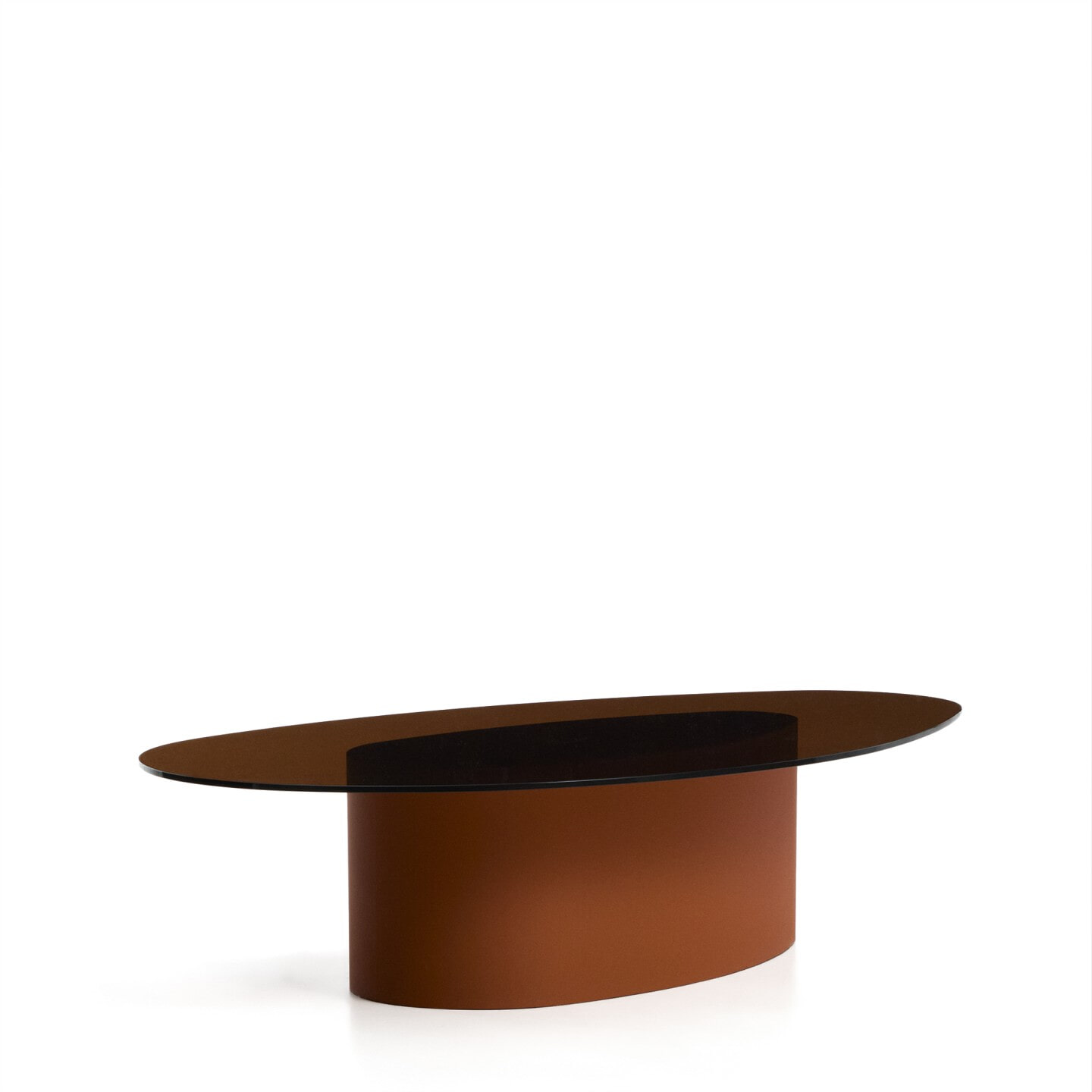 Kave Home Ovale Salontafel 'Olir' Glas, 140 x 81cm, kleur Bruin