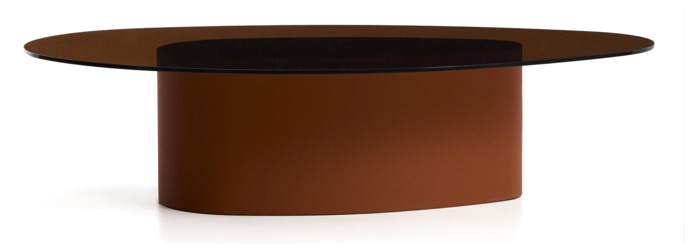 Kave Home Organische Salontafel 'Olir' Glas, 140 x 81cm, kleur Bruin