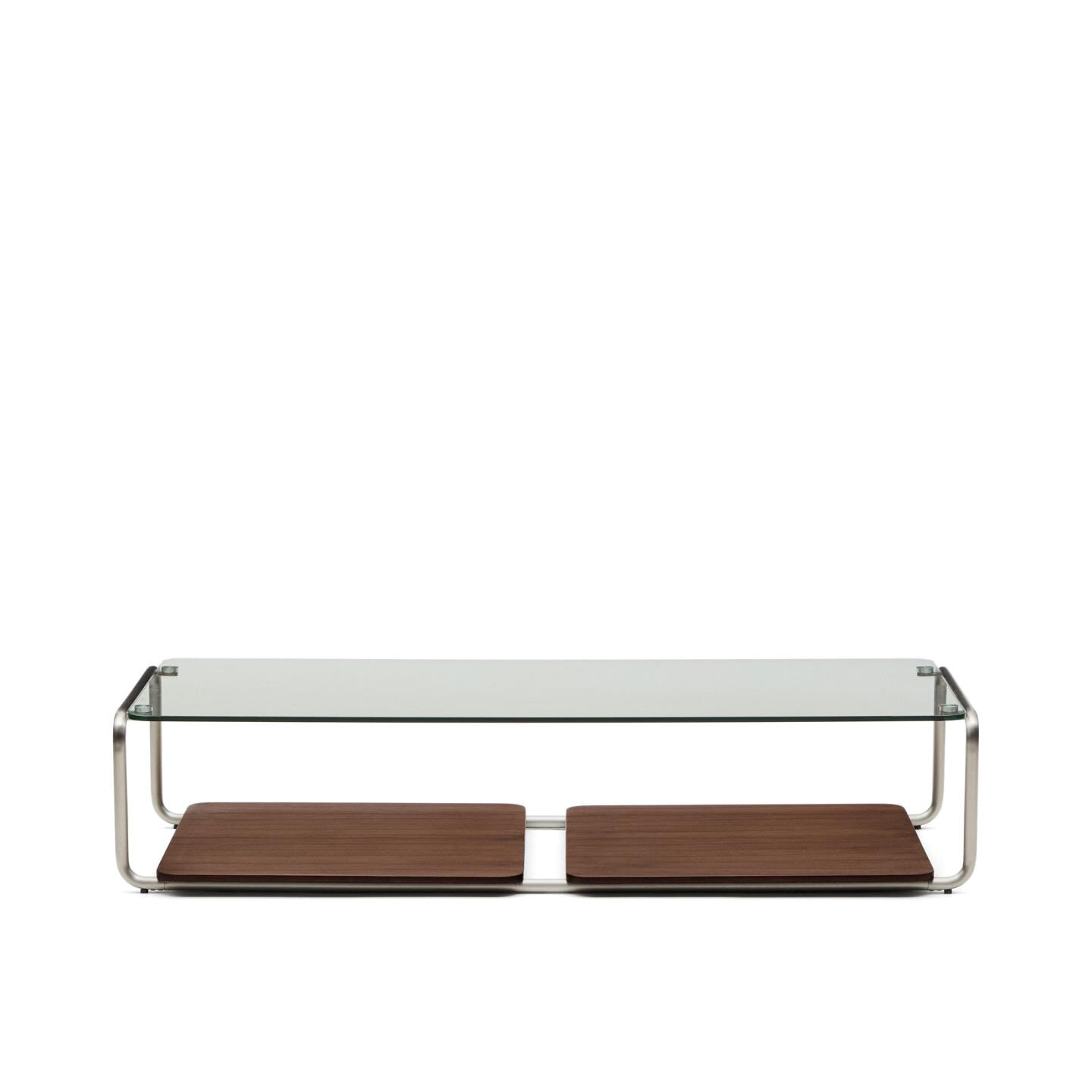 Kave Home Salontafel 'Tarsel' Glas en walnootfineer, 140 x 60cm