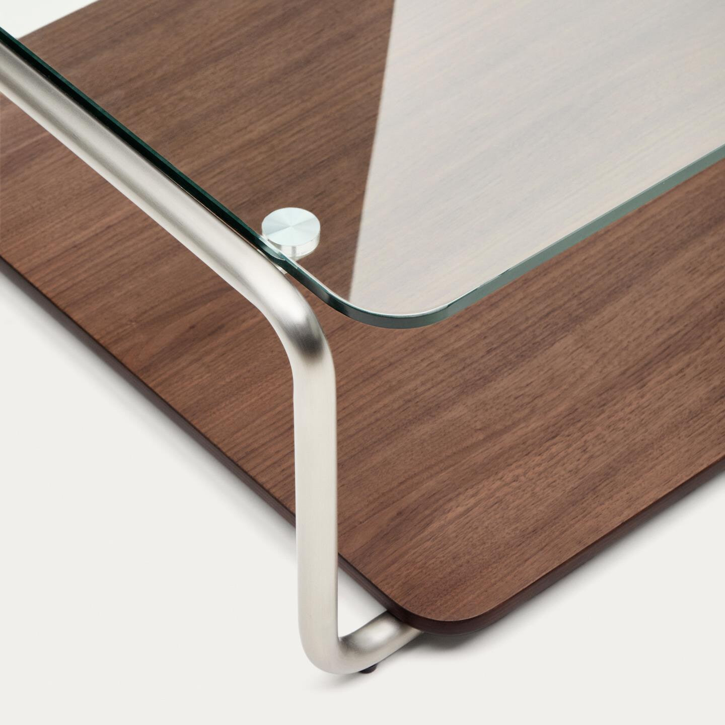 Kave Home Salontafel 'Tarsel' Glas en walnootfineer, 140 x 60cm