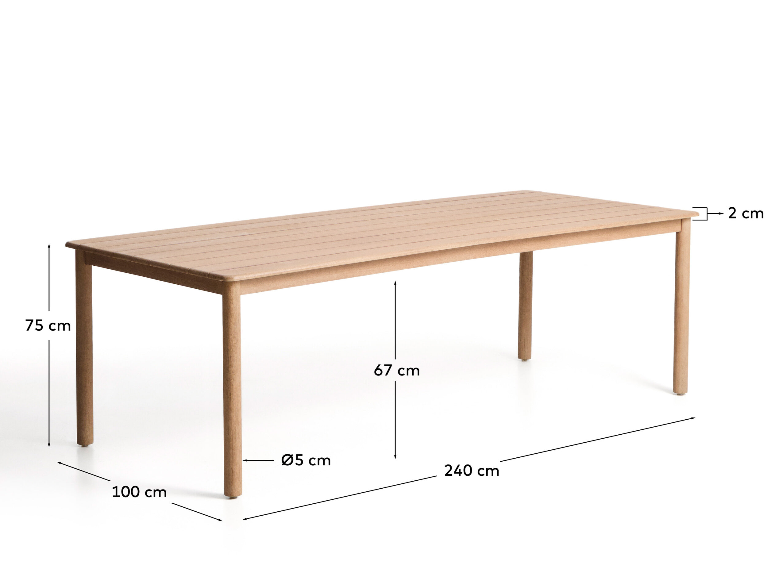 Kave Home Tuintafel 'Sori' Acaciahout, 240 x 100cm