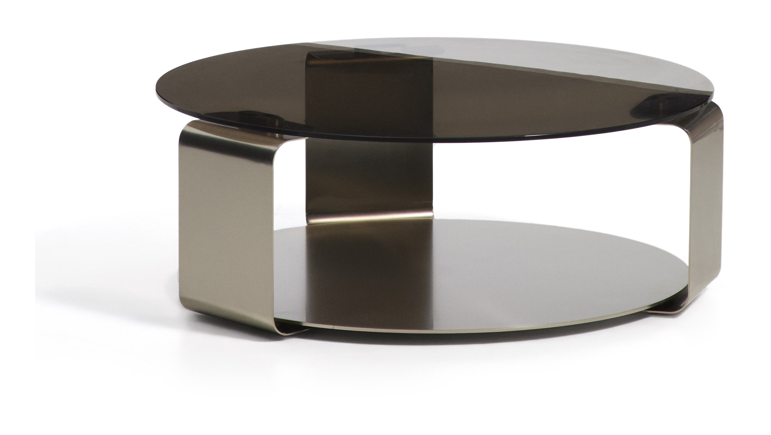 Kave Home Ronde Salontafel Dolven Glas & Metaal, &Oslash;80cm - Bruin
