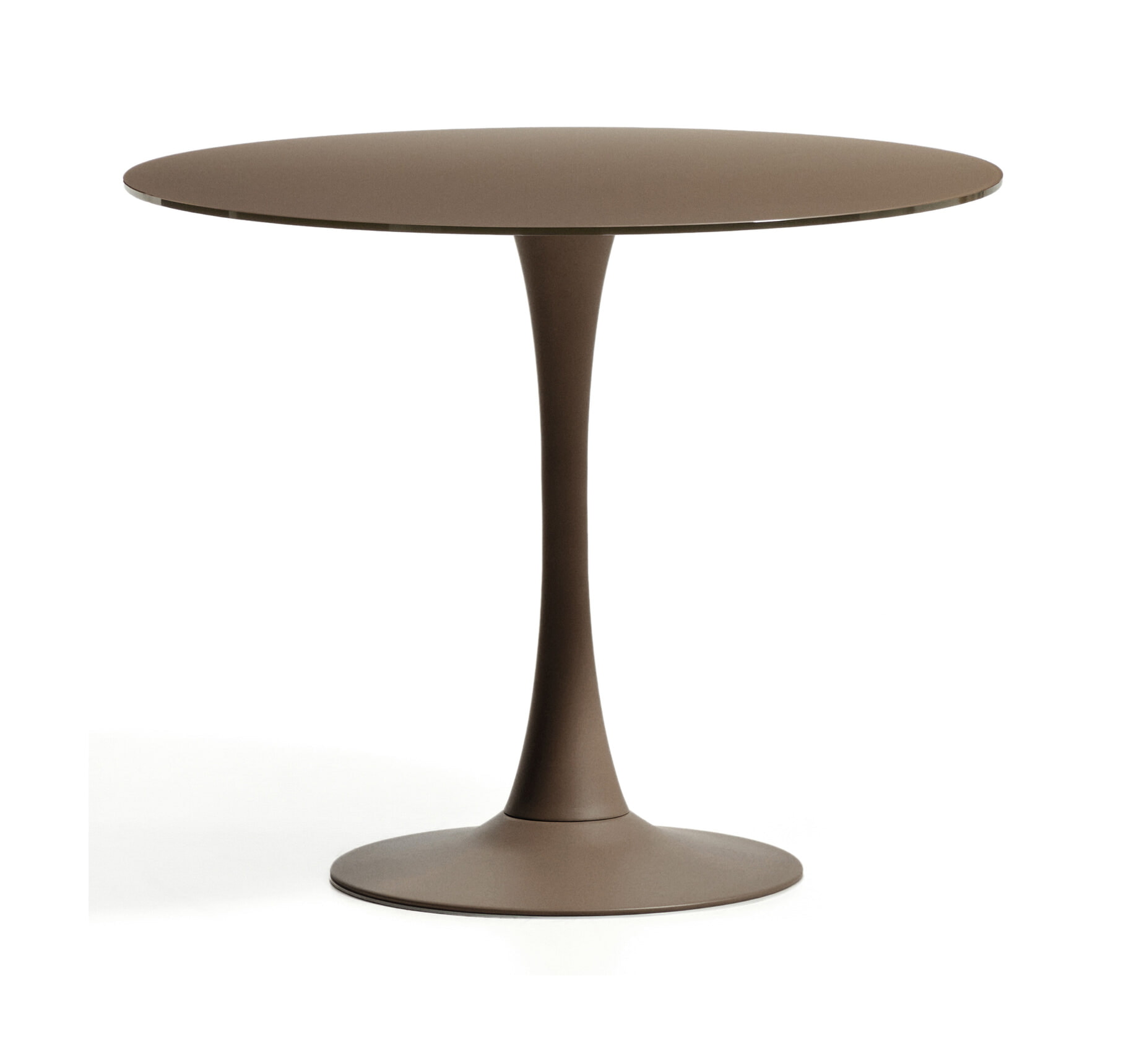 Kave Home Ronde Bistrotafel Vedira Glas, Ø90cm - Donkerbruin
