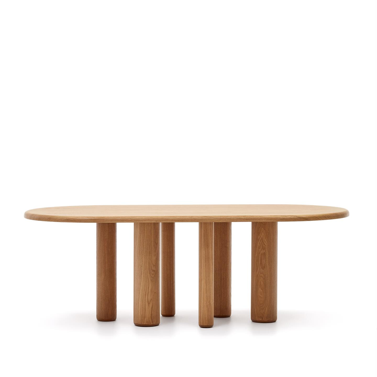 Kave Home Ovale Eettafel 'Mailen' Essenhout, 220 x 105cm, kleur Naturel