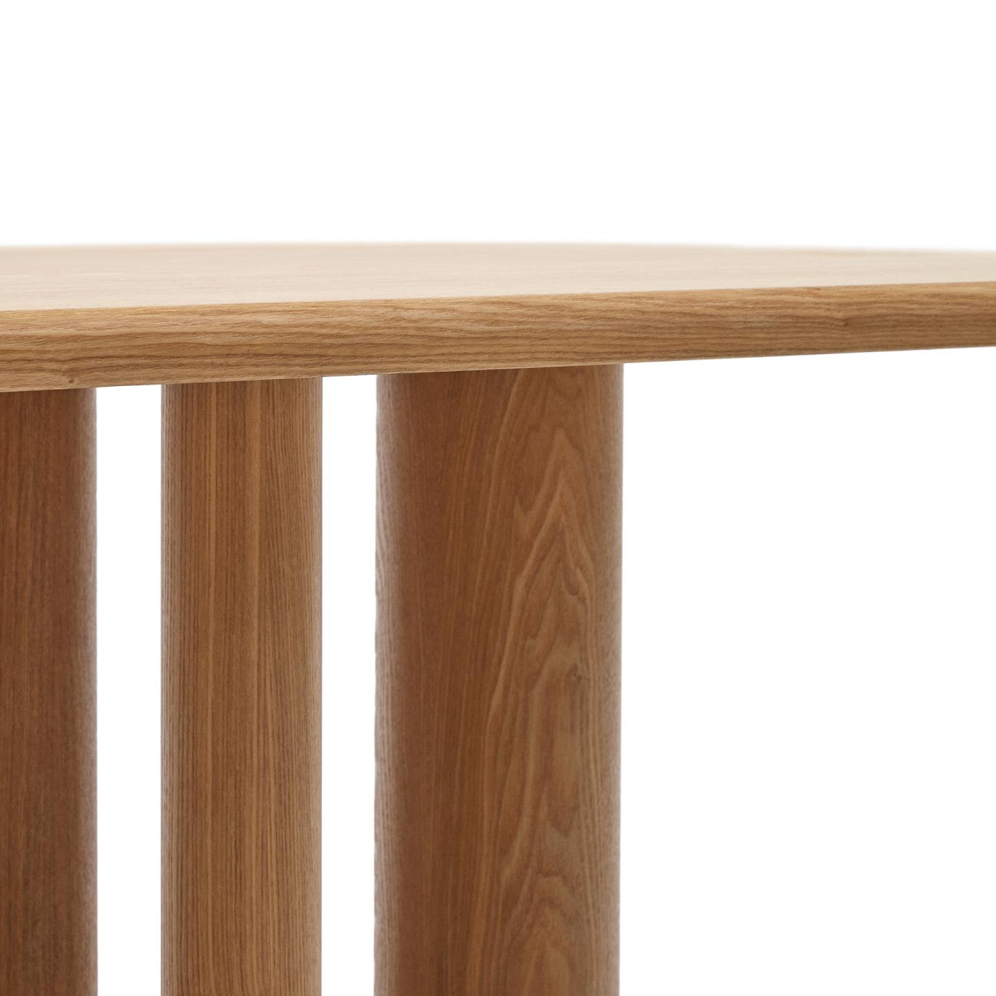 Kave Home Ovale Eettafel 'Mailen' Essenhout, 220 x 105cm, kleur Naturel