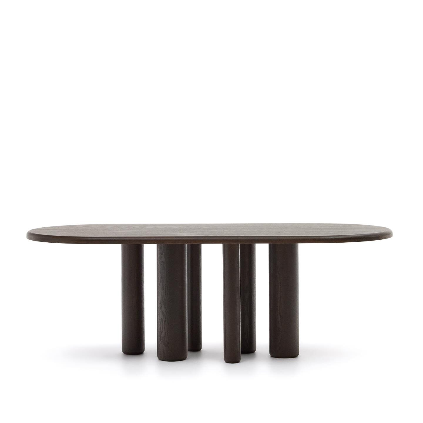 Kave Home Ovale Eettafel 'Mailen' Essenhout, 220 x 105cm, kleur Donkerbruin