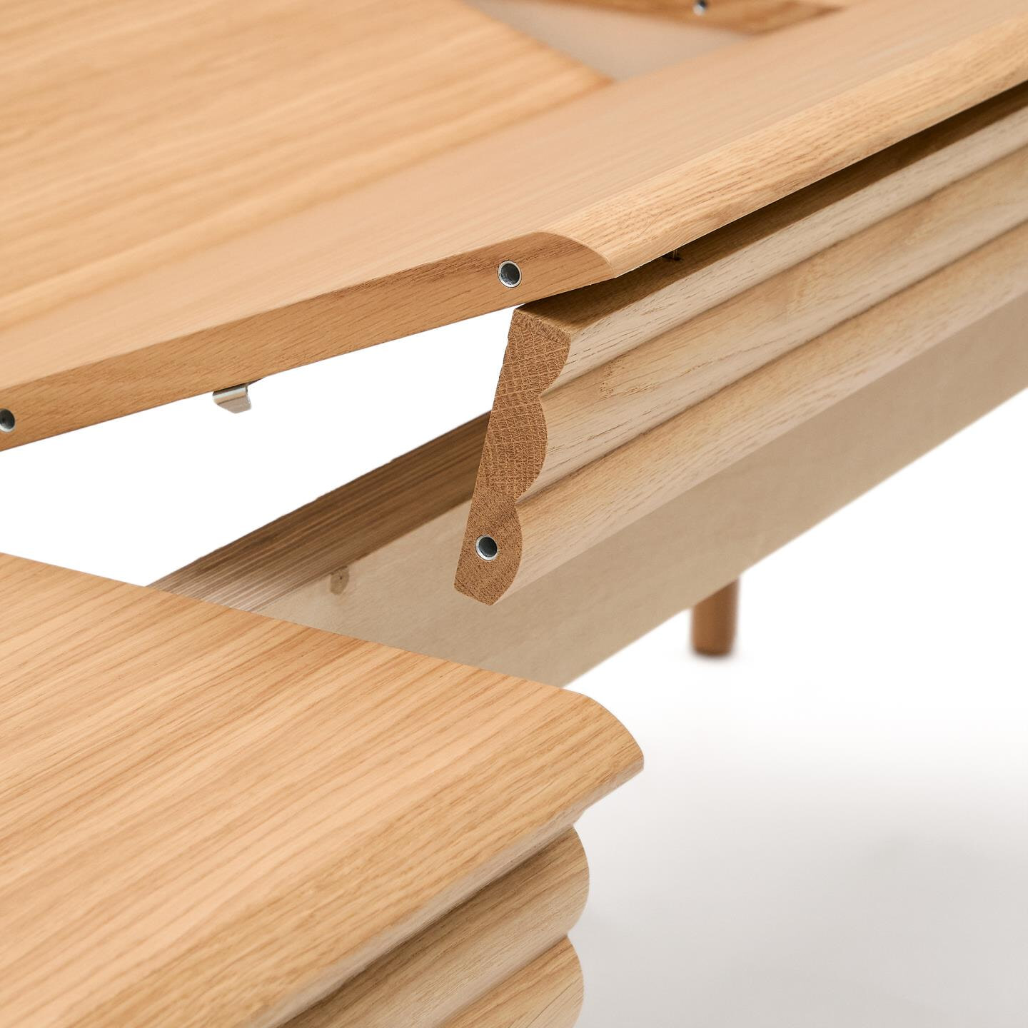 Kave Home Uitschuifbare Eettafel 'Lenon' Eikenhout, 200-280 x 90cm, kleur Naturel
