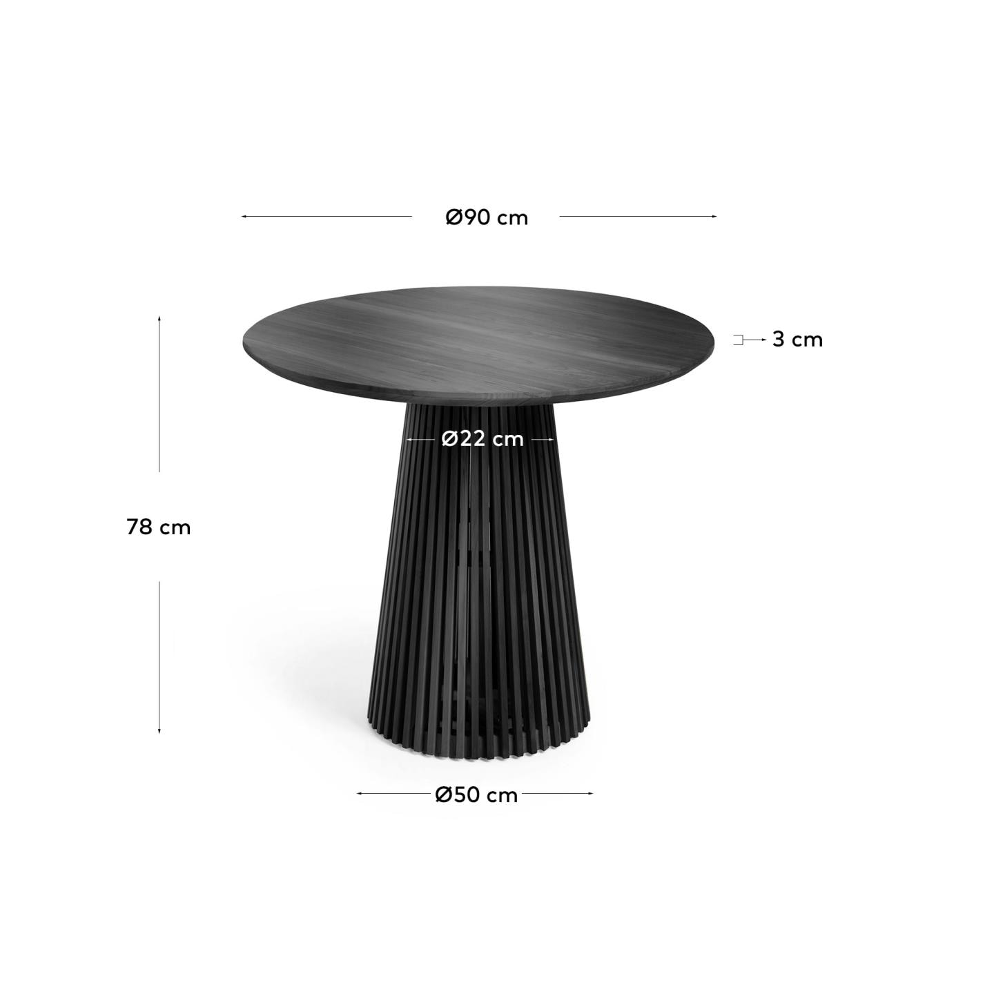 Kave Home Ronde Eettafel 'Jeanette' Mindihout, 90cm, kleur Zwart