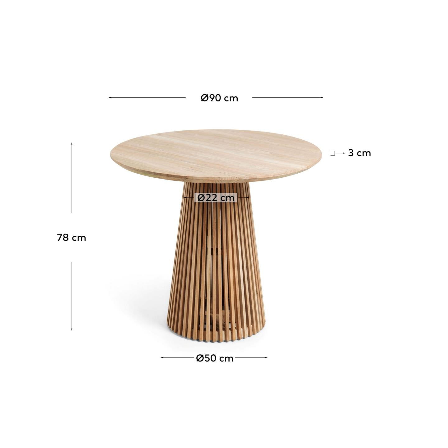 Kave Home Ronde Bistrotafel 'Jeanette' Teakhout, 90cm, kleur Naturel