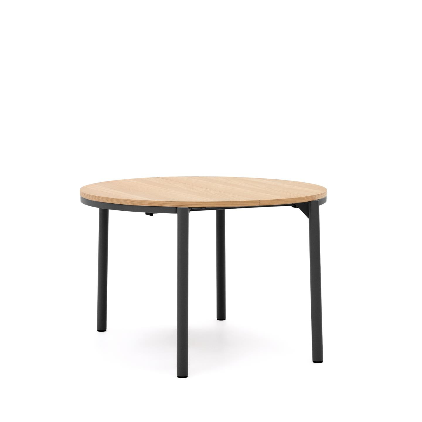 Kave Home Ronde Uitschuifbare Eettafel 'Montuiri' Eiken, 120 - 200 x 120cm, kleur Zwart