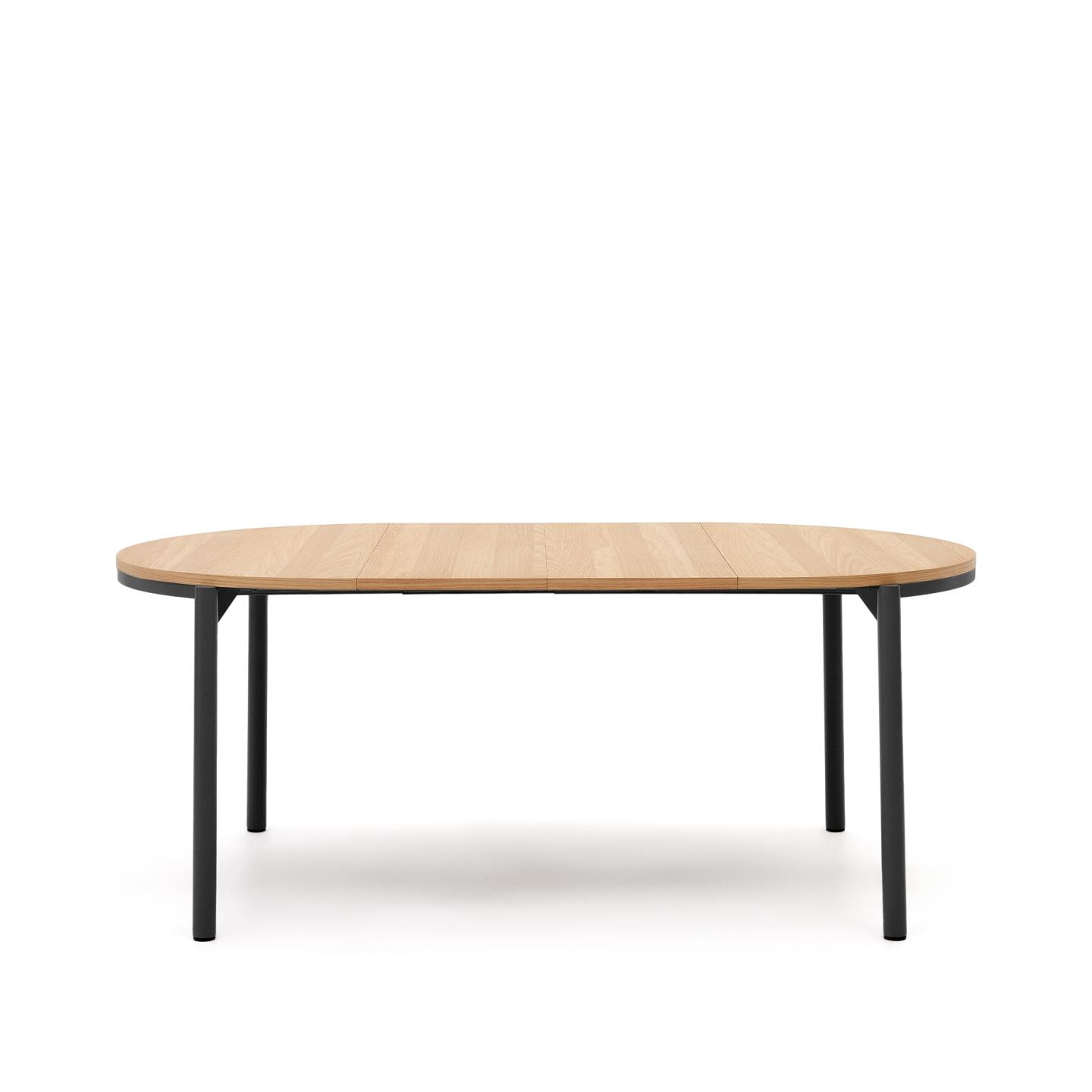 Kave Home Ronde Uitschuifbare Eettafel 'Montuiri' Eiken, 120 - 200 x 120cm, kleur Zwart