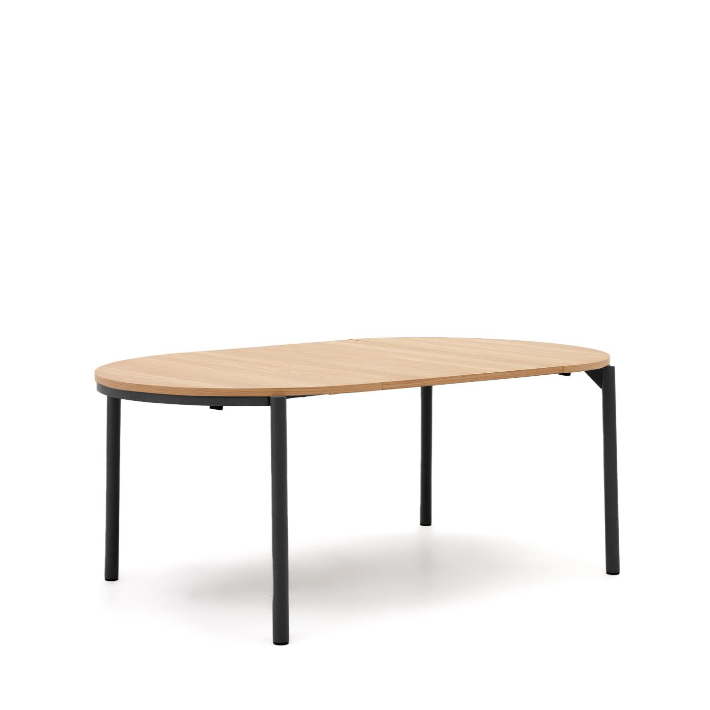 Kave Home Ronde Uitschuifbare Eettafel 'Montuiri' Eiken, 120 - 200 x 120cm, kleur Zwart
