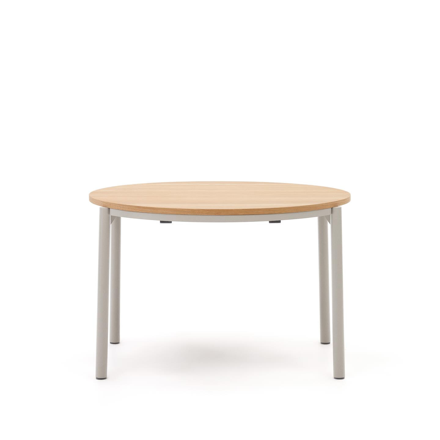 Kave Home Ronde Uitschuifbare Eettafel 'Montuiri' Eiken, 120 - 200 x 120cm, kleur Grijs