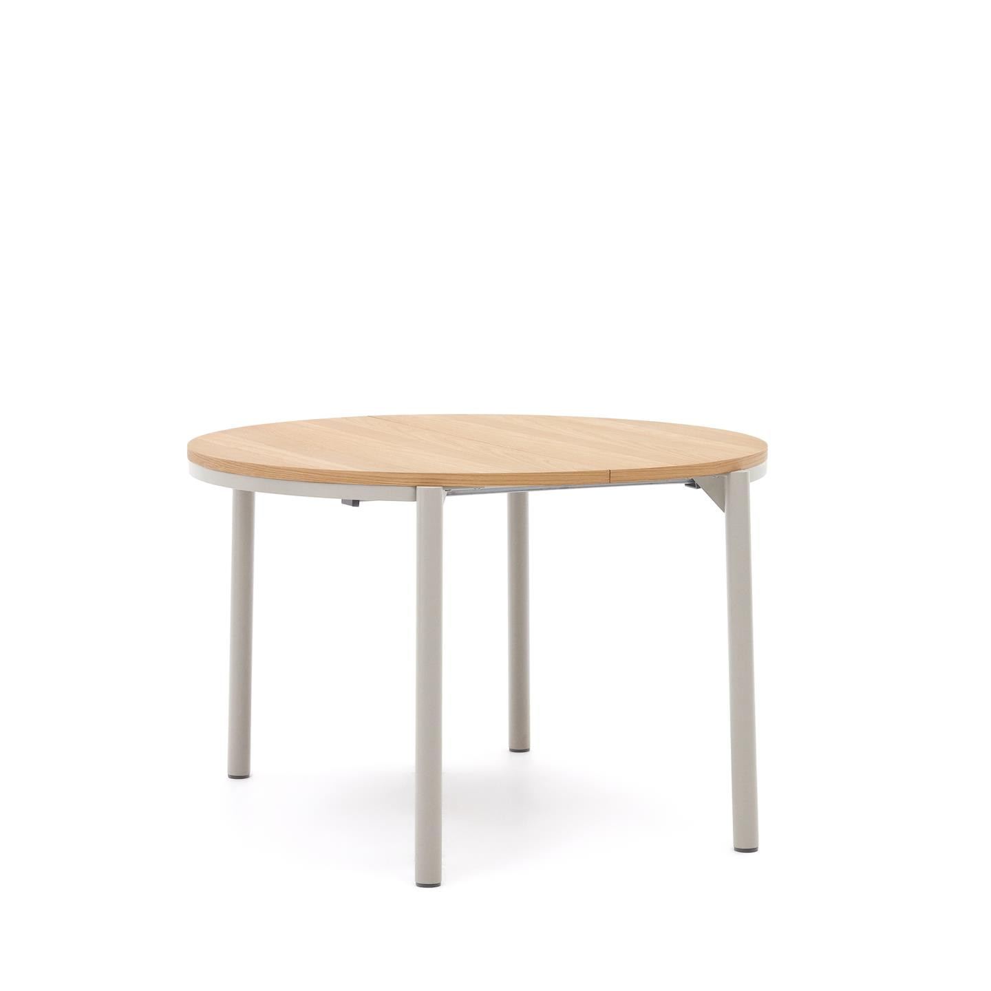 Kave Home Ronde Uitschuifbare Eettafel 'Montuiri' Eiken, 120 - 200 x 120cm, kleur Grijs