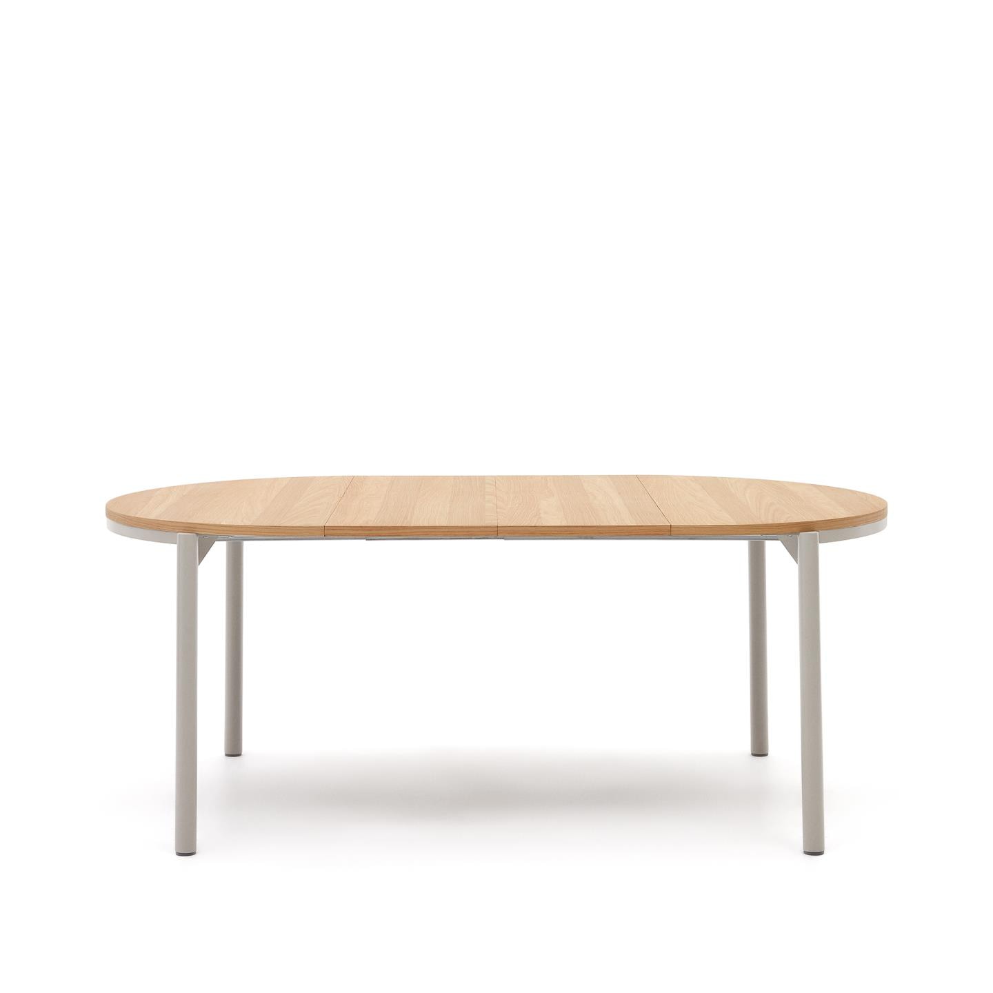 Kave Home Ronde Uitschuifbare Eettafel 'Montuiri' Eiken, 120 - 200 x 120cm, kleur Grijs