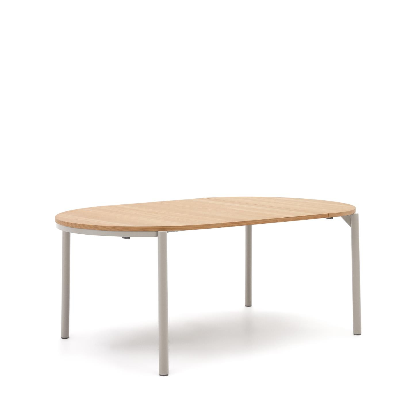 Kave Home Ronde Uitschuifbare Eettafel 'Montuiri' Eiken, 120 - 200 x 120cm, kleur Grijs