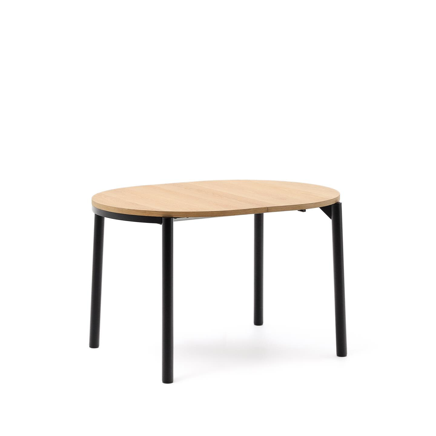 Kave Home Uitschuifbare Ovale Eettafel 'Montuiri' 120-200 x 90cm, kleur Naturel/Zwart