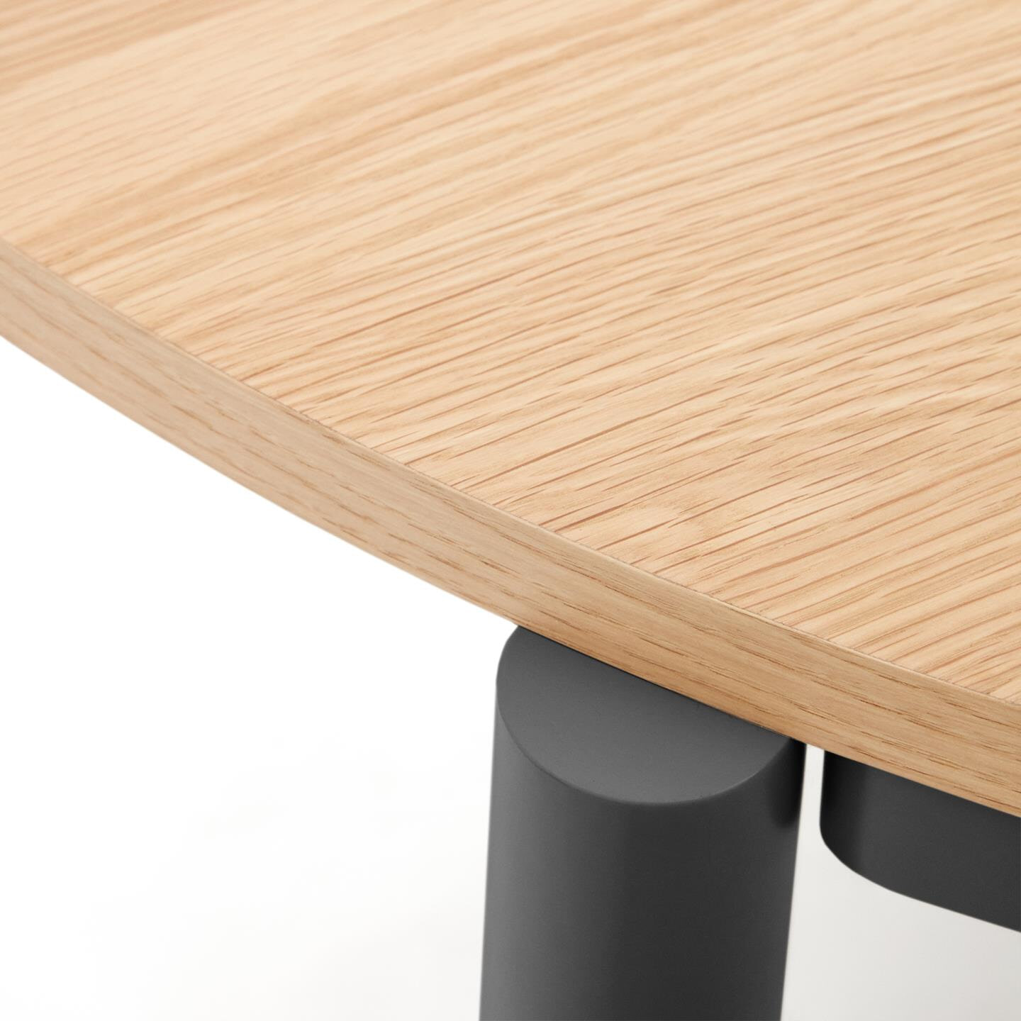 Kave Home Uitschuifbare Ovale Eettafel 'Montuiri' 120-200 x 90cm, kleur Naturel/Zwart