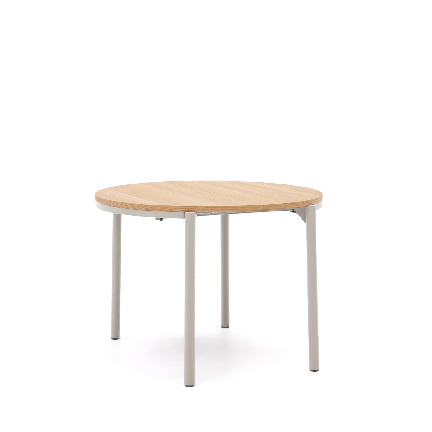 Kave Home Uitschuifbare Ronde Eettafel 'Montuiri' 90-170 x 90cm, kleur Naturel/Grijs