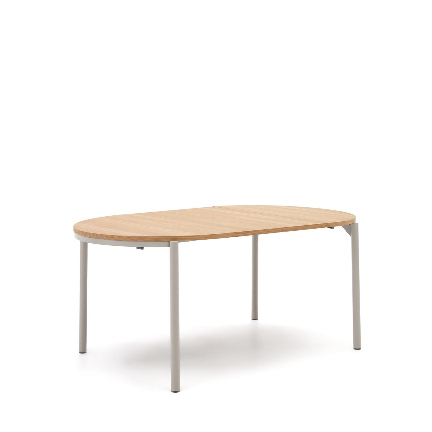 Kave Home Uitschuifbare Ronde Eettafel 'Montuiri' 90-170 x 90cm, kleur Naturel/Grijs