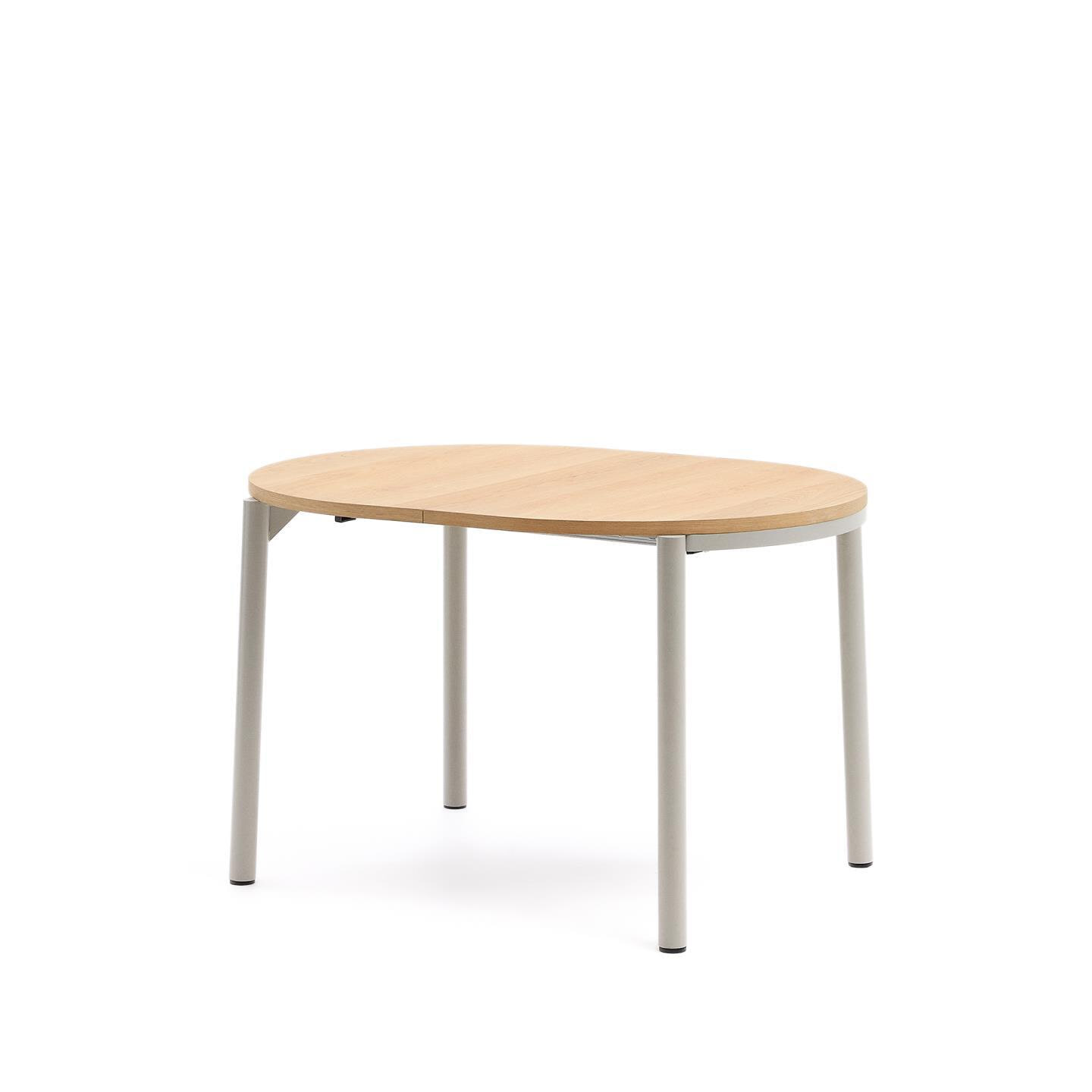 Kave Home Uitschuifbare Eettafel Montuiri Eiken, 120 - 200 x 90cm - Grijs - Ovaal