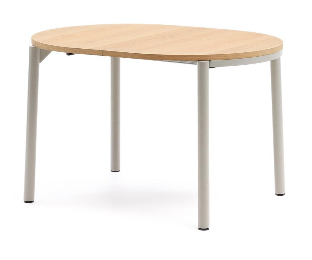 Kave Home Uitschuifbare Eettafel Montuiri Eiken, 120 - 200 x 90cm - Grijs - Ovaal