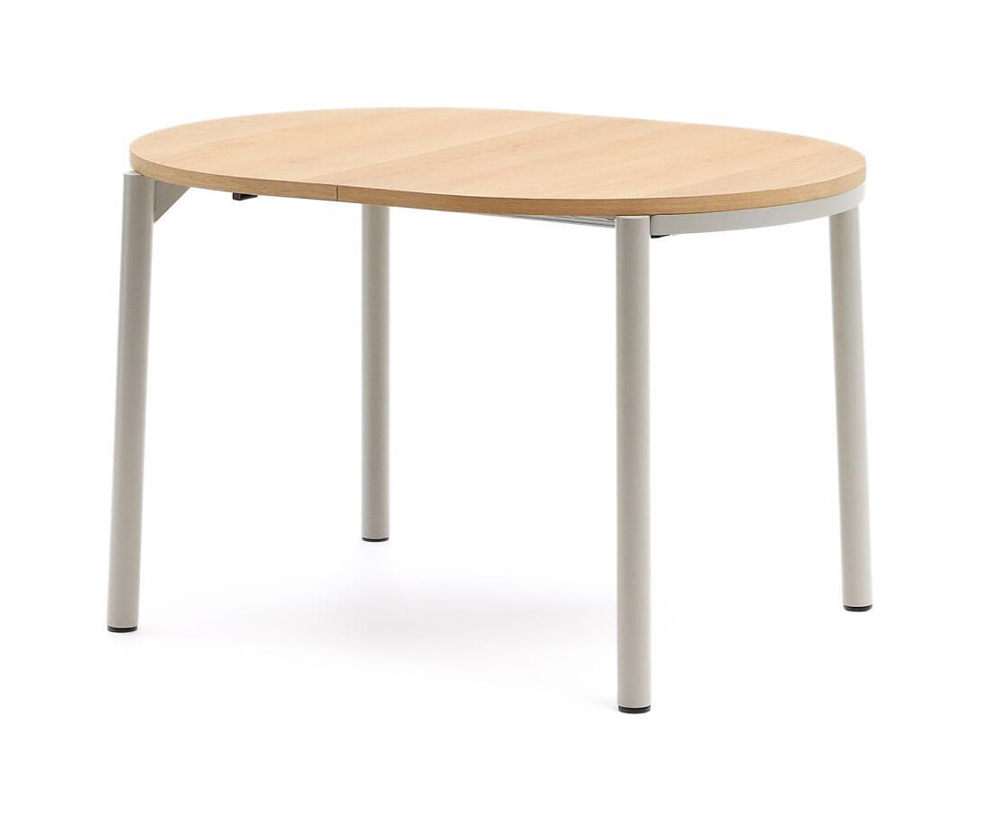 Kave Home Uitschuifbare Eettafel Montuiri Eiken, 120 - 200 x 90cm - Grijs - Ovaal