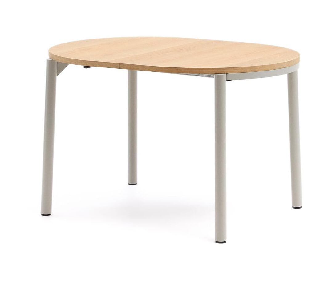 Kave Home Uitschuifbare Eettafel 'Montuiri' Eiken, 120 - 200 x 90cm, kleur Grijs