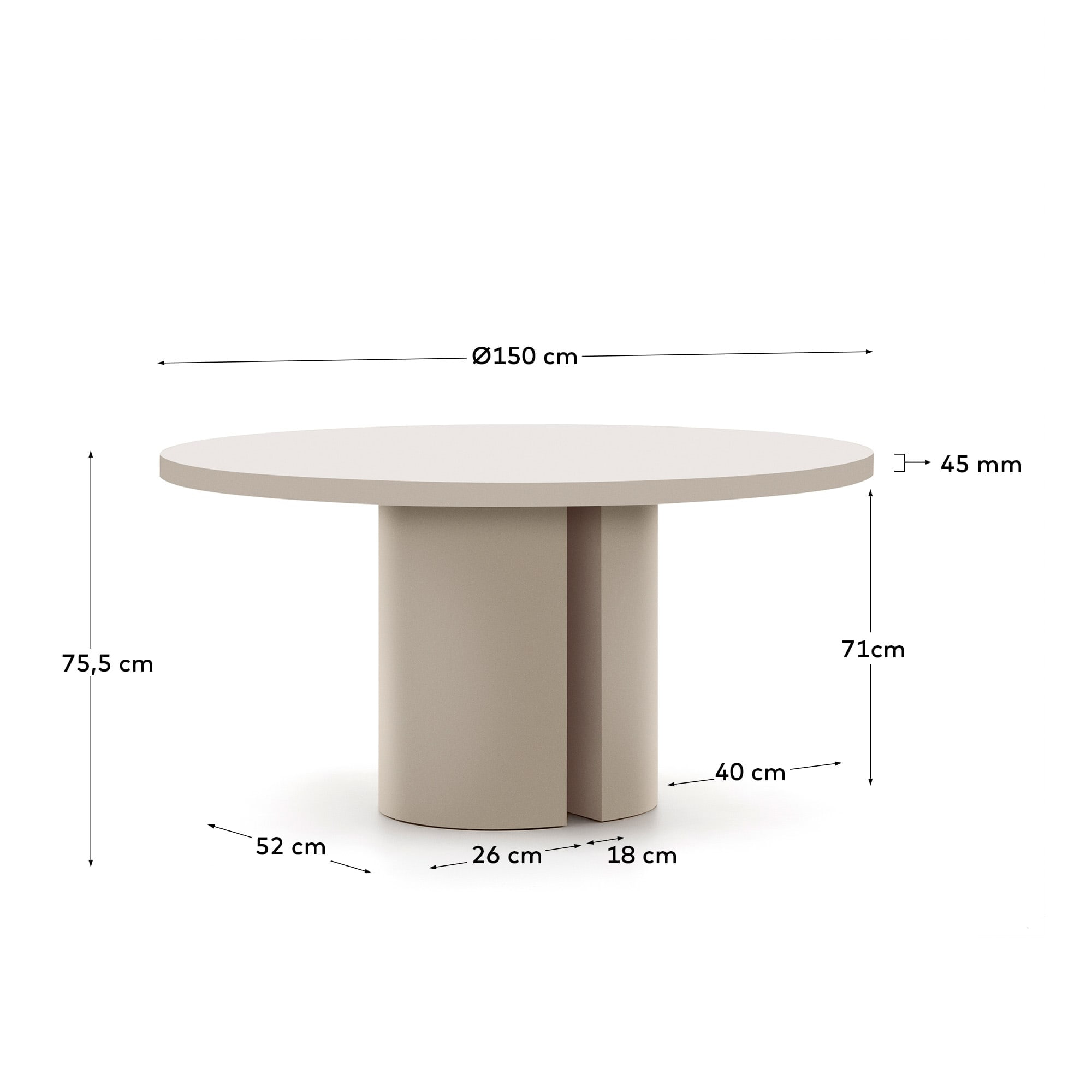 Kave Home Ronde Eettafel 'Nealy' MDF, 150cm