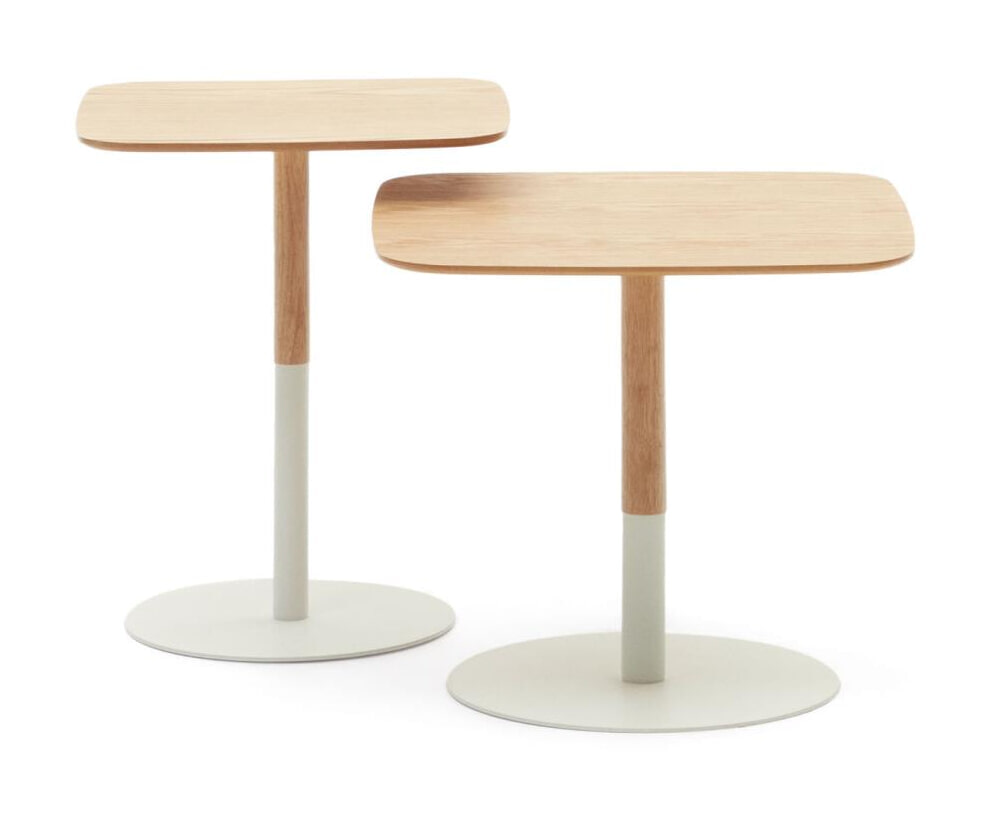 Kave Home Vierkante Bijzettafel Watse Set van 2 stuks - Naturel/Wit