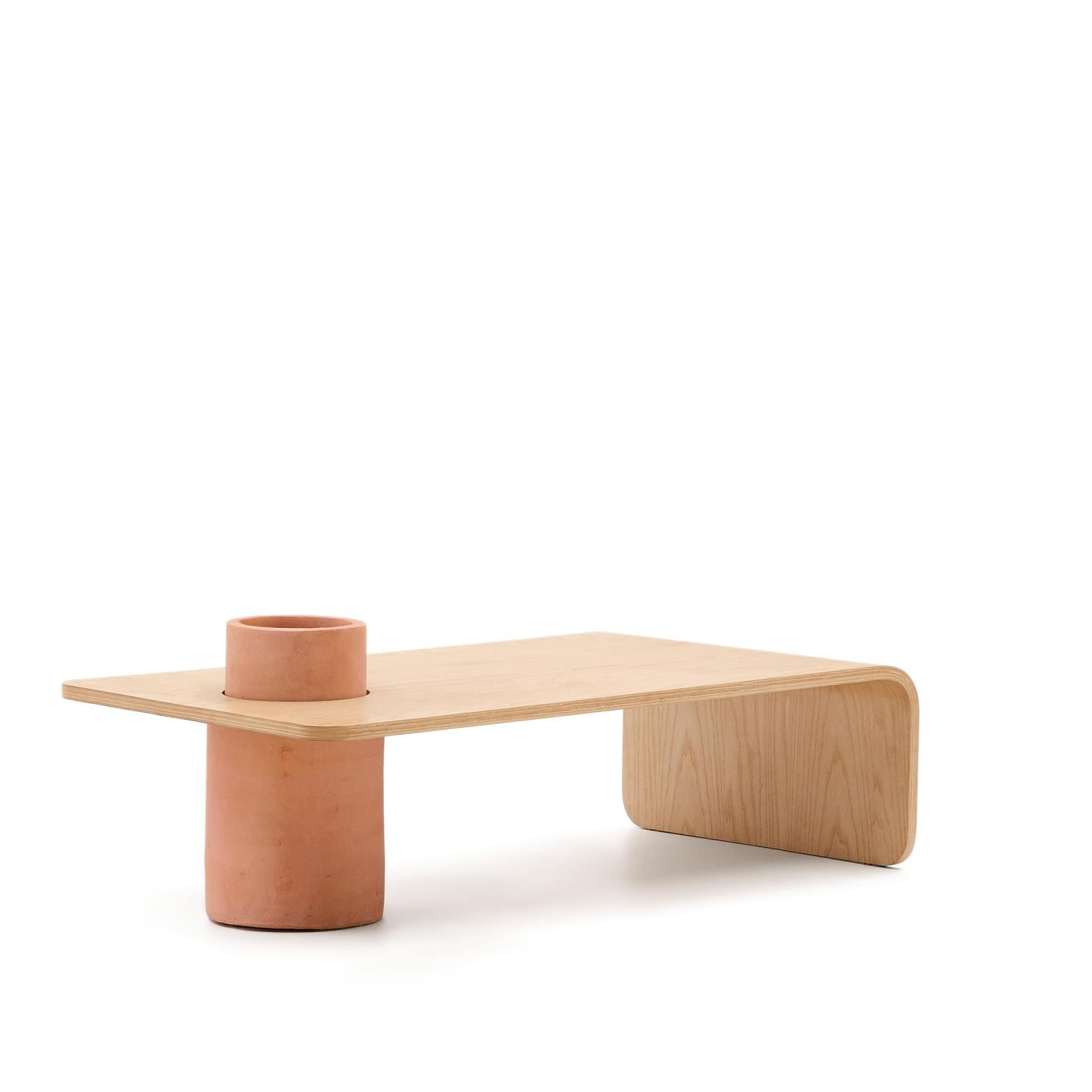 Kave Home Salontafel 'Olaria' Terracotta en eiken, 110 x 60cm