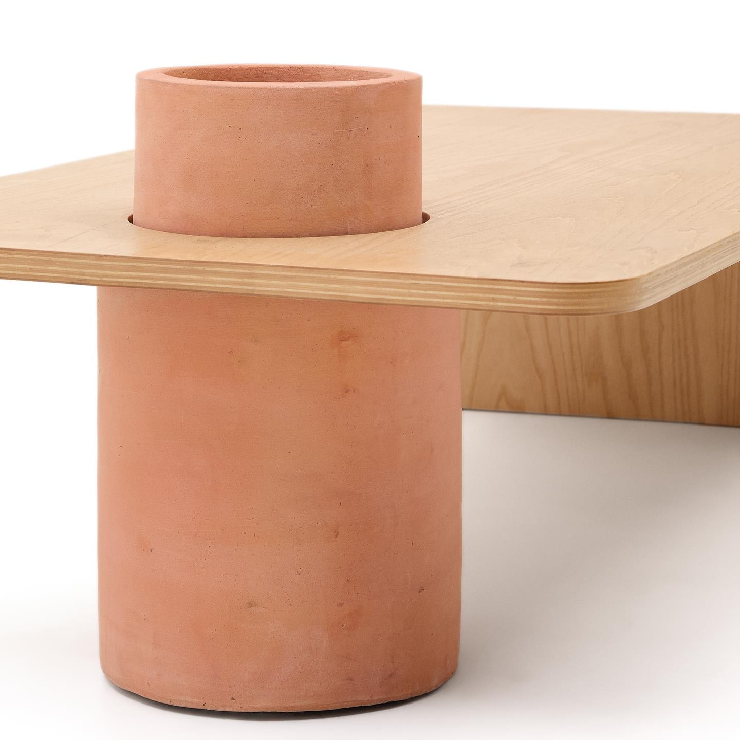 Kave Home Salontafel 'Olaria' Terracotta en eiken, 110 x 60cm