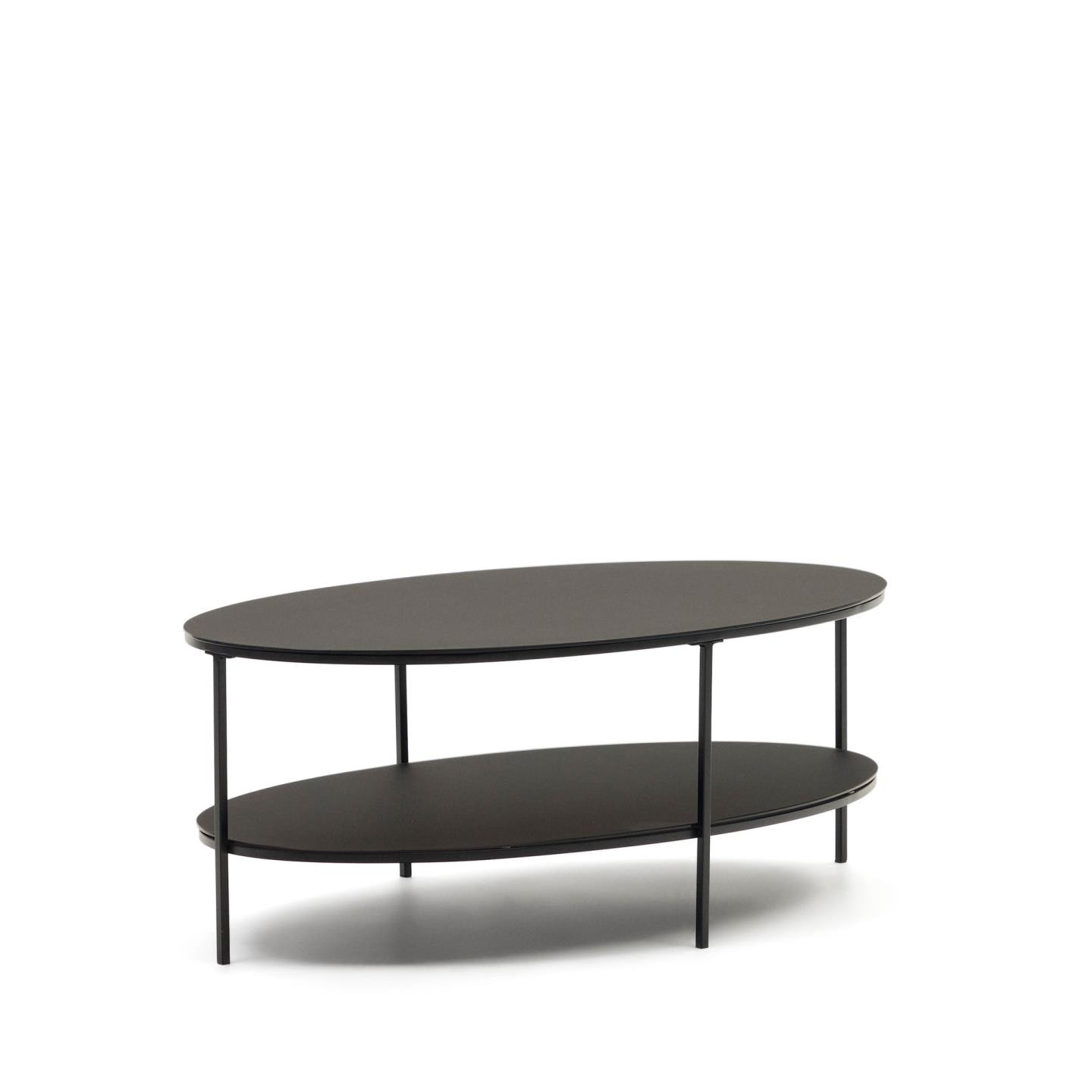 Kave Home Ovale Salontafel 'Fideia' Glas en Metaal, 110 x 65cm