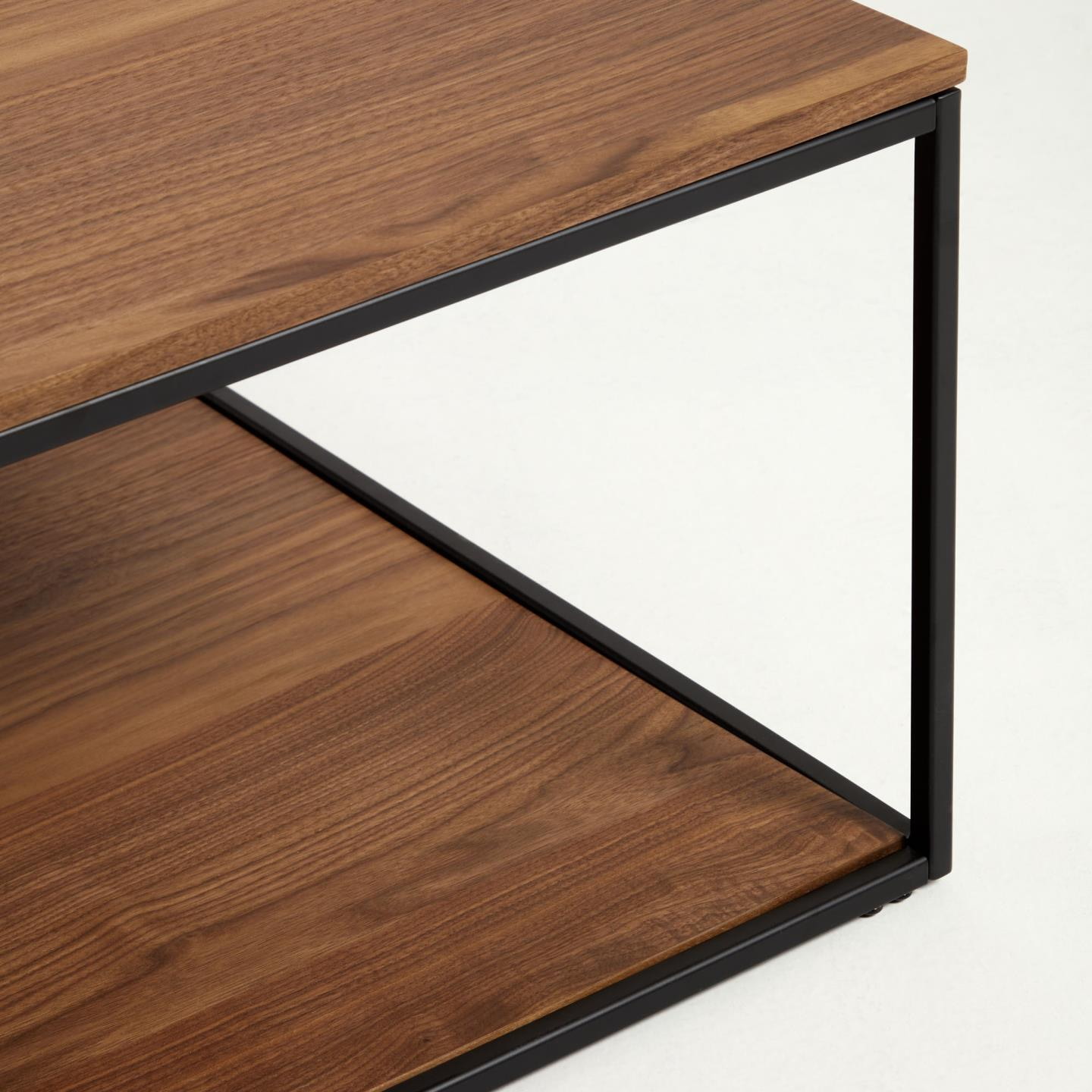 Kave Home Salontafel 'Yoana' Walnoot en metaal, 80 x 80cm