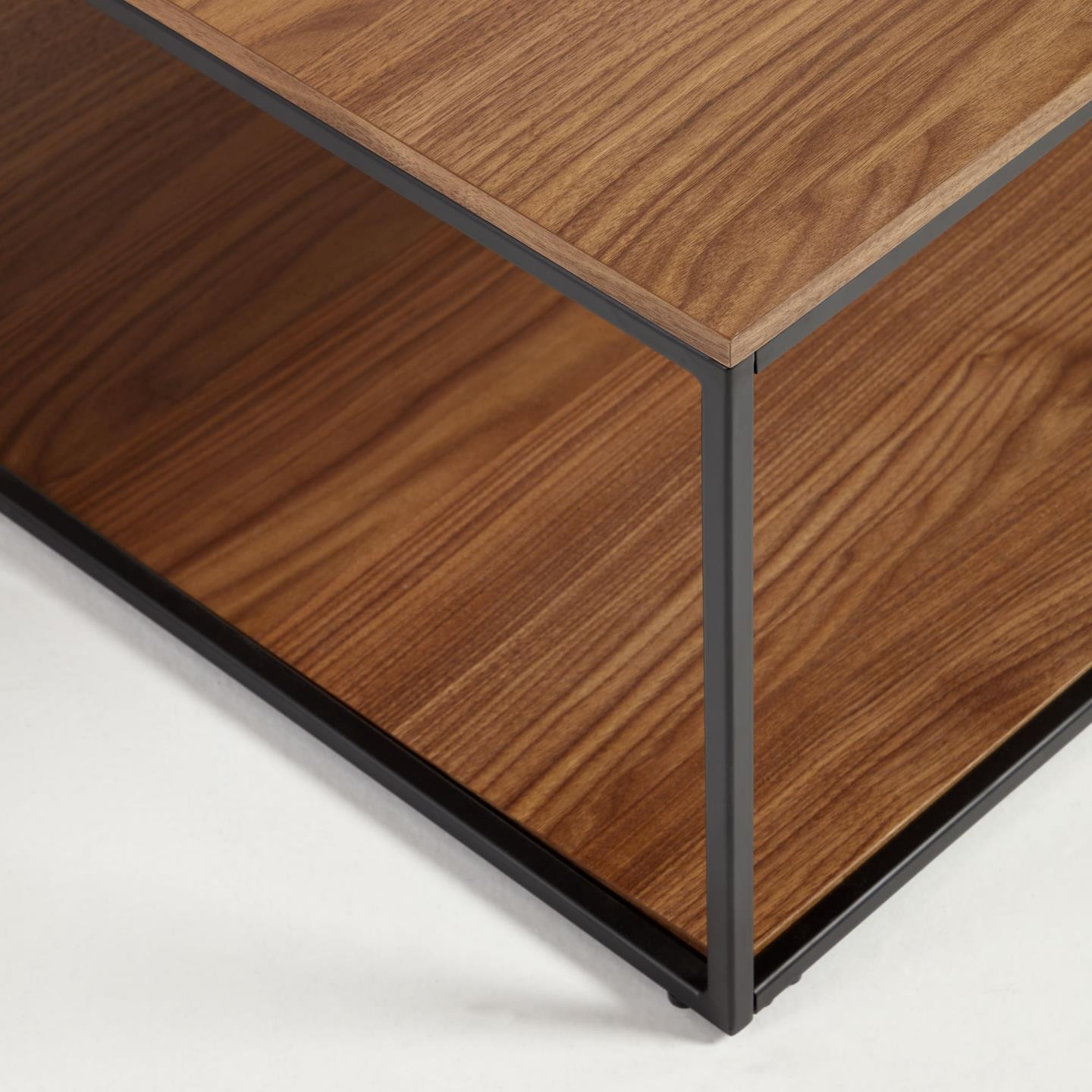 Kave Home Salontafel 'Yoana' Walnoot en metaal, 80 x 80cm