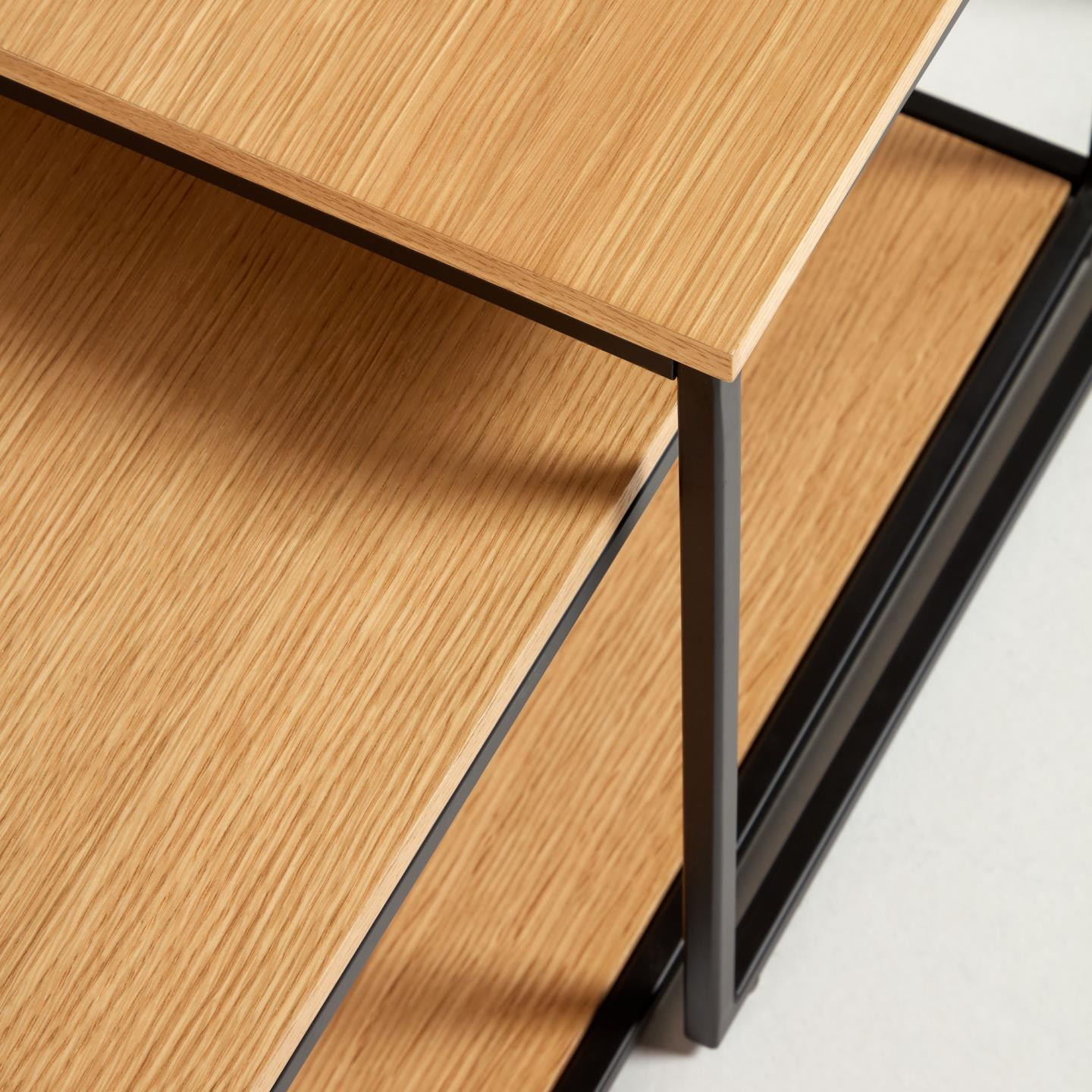 Kave Home Salontafel 'Yoana' Eikenhout, Set van 2 stuks, kleur Zwart
