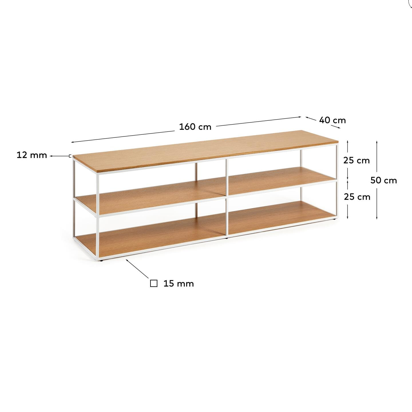 Kave Home TV-meubel 'Yoana' Eikenhout, 160cm, kleur Wit