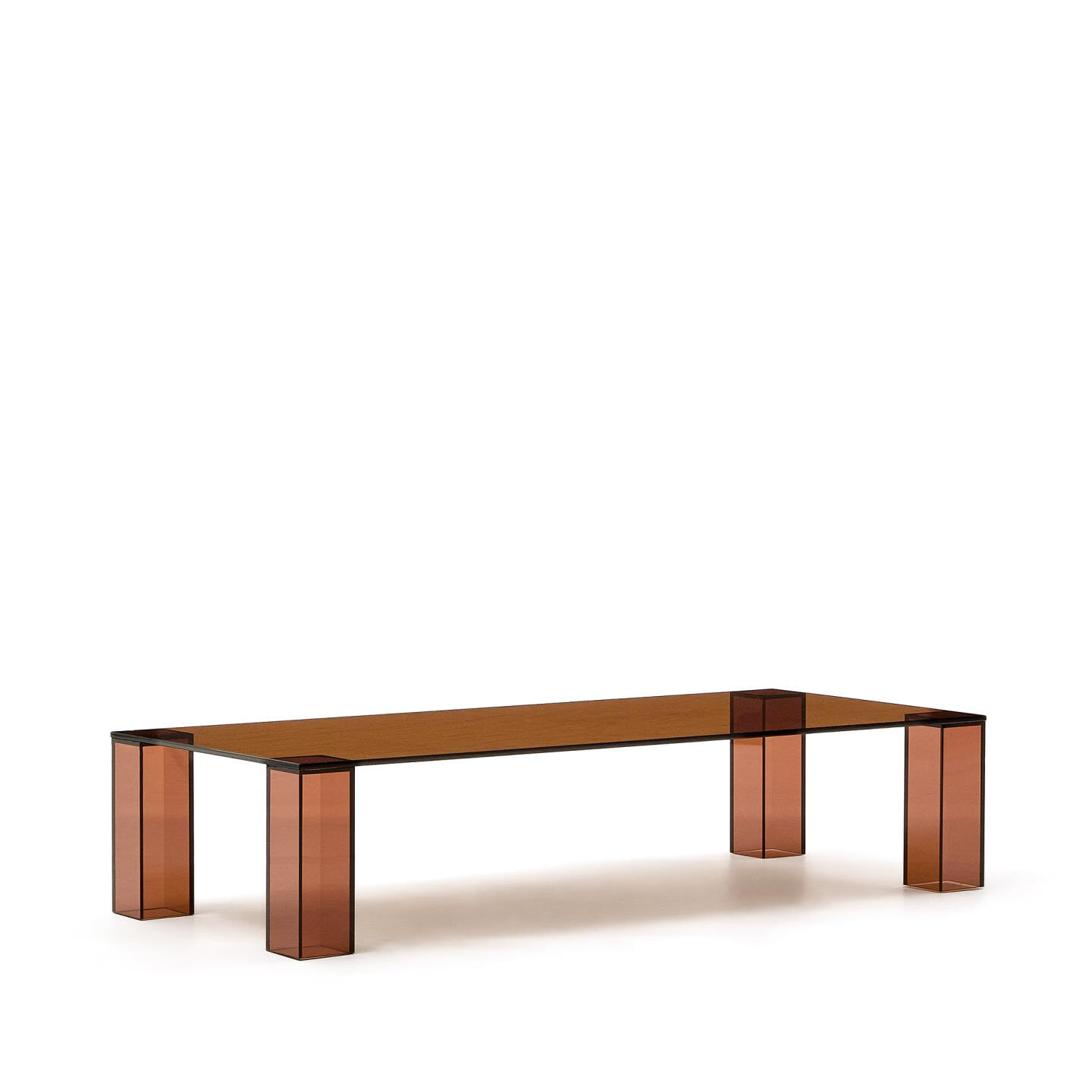 Kave Home Salontafel 'Adularia' Glas, 140 x 60cm, kleur Bruin