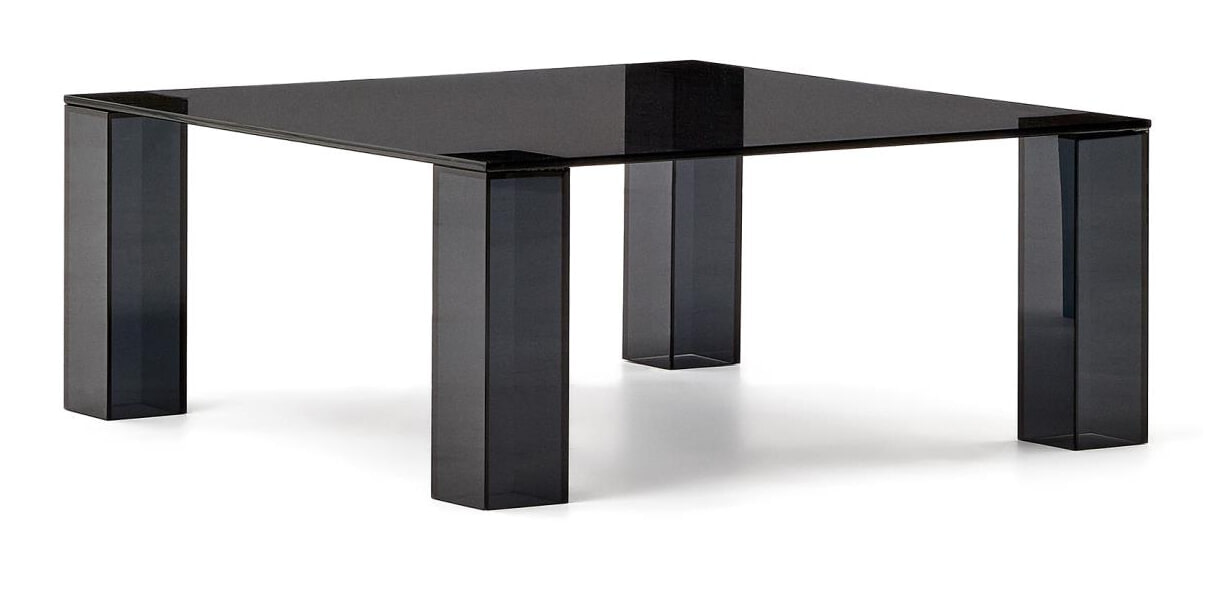 Kave Home Salontafel Adularia Glas, 85 x 85cm - Donkergrijs - Vierkant