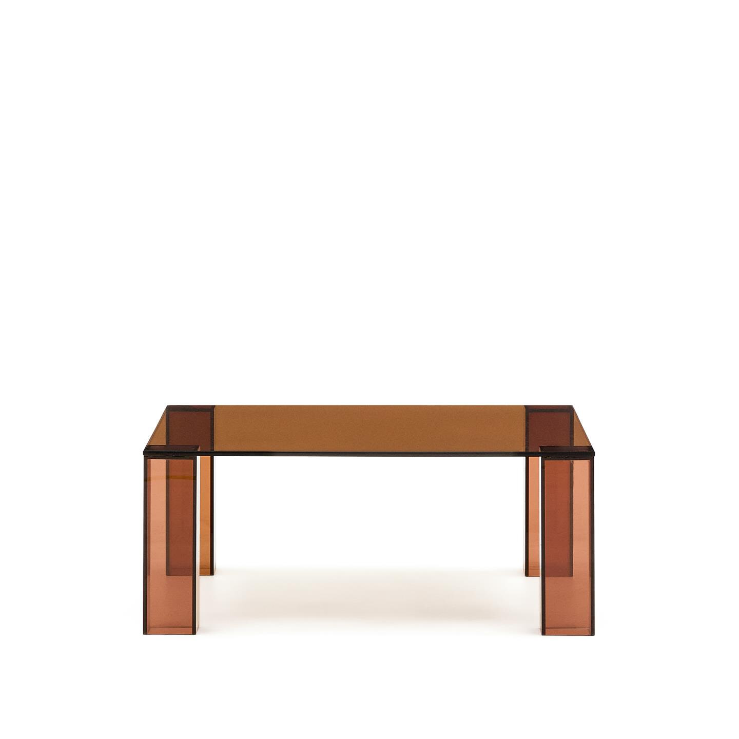 Kave Home Salontafel 'Adularia' Glas, 85 x 85cm, kleur Bruin