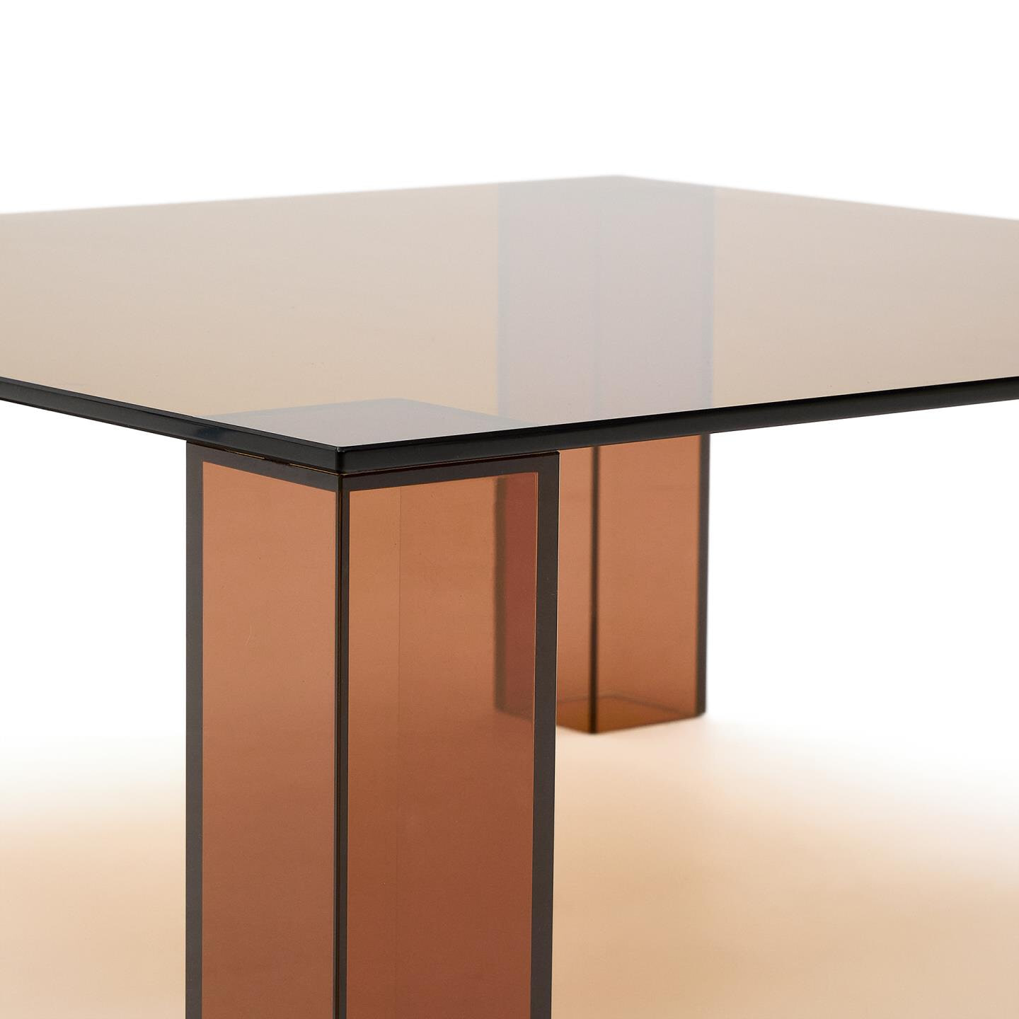 Kave Home Salontafel 'Adularia' Glas, 85 x 85cm, kleur Bruin