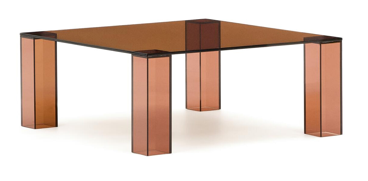 Kave Home Salontafel Adularia Glas, 85 x 85cm - Bruin - Vierkant
