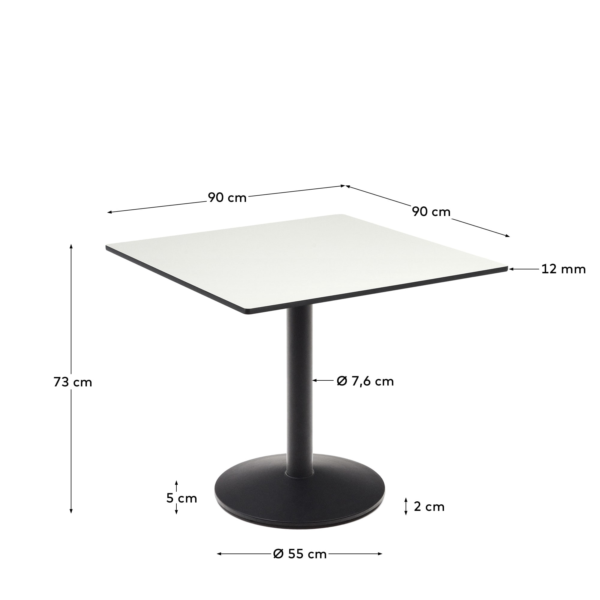 Kave Home Vierkante Bistrotafel 'Esilda' 90 x 90m, kleur Wit