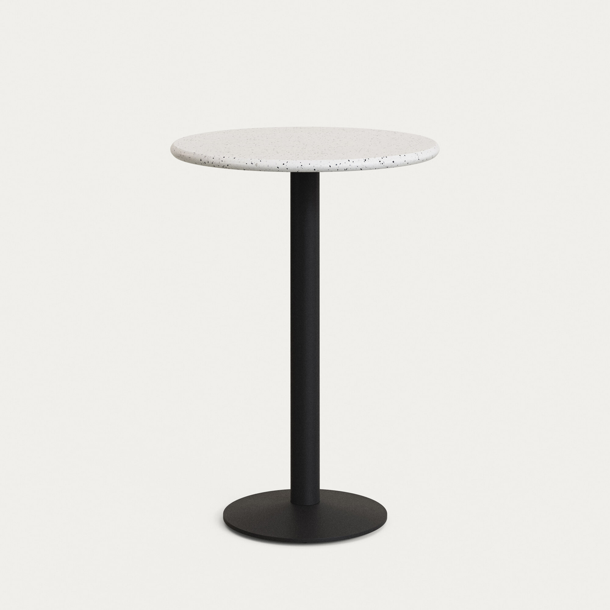 Kave Home Ronde Bartafel Saura Terrazzo & Metaal, Ø70cm - Wit